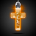 24" Amber Yellow Cross Light-Up Pendant Necklace